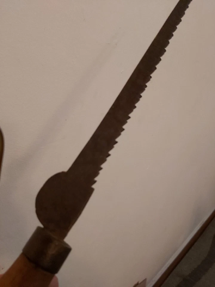 LONGUE SCIE ANCIENNE A GUICHET XIXEME FORGEE MAIN - Photo 2/4