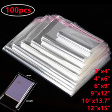 100 pcs Poly Bags Transparent OPP Bag Plastic Bags Self Adhesive Seal Resealable