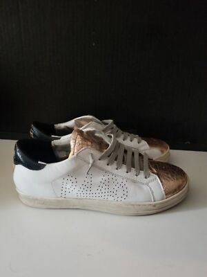 P448 John rose gold low top sneaker shoe perforated 40 9 9.5  display picture 1