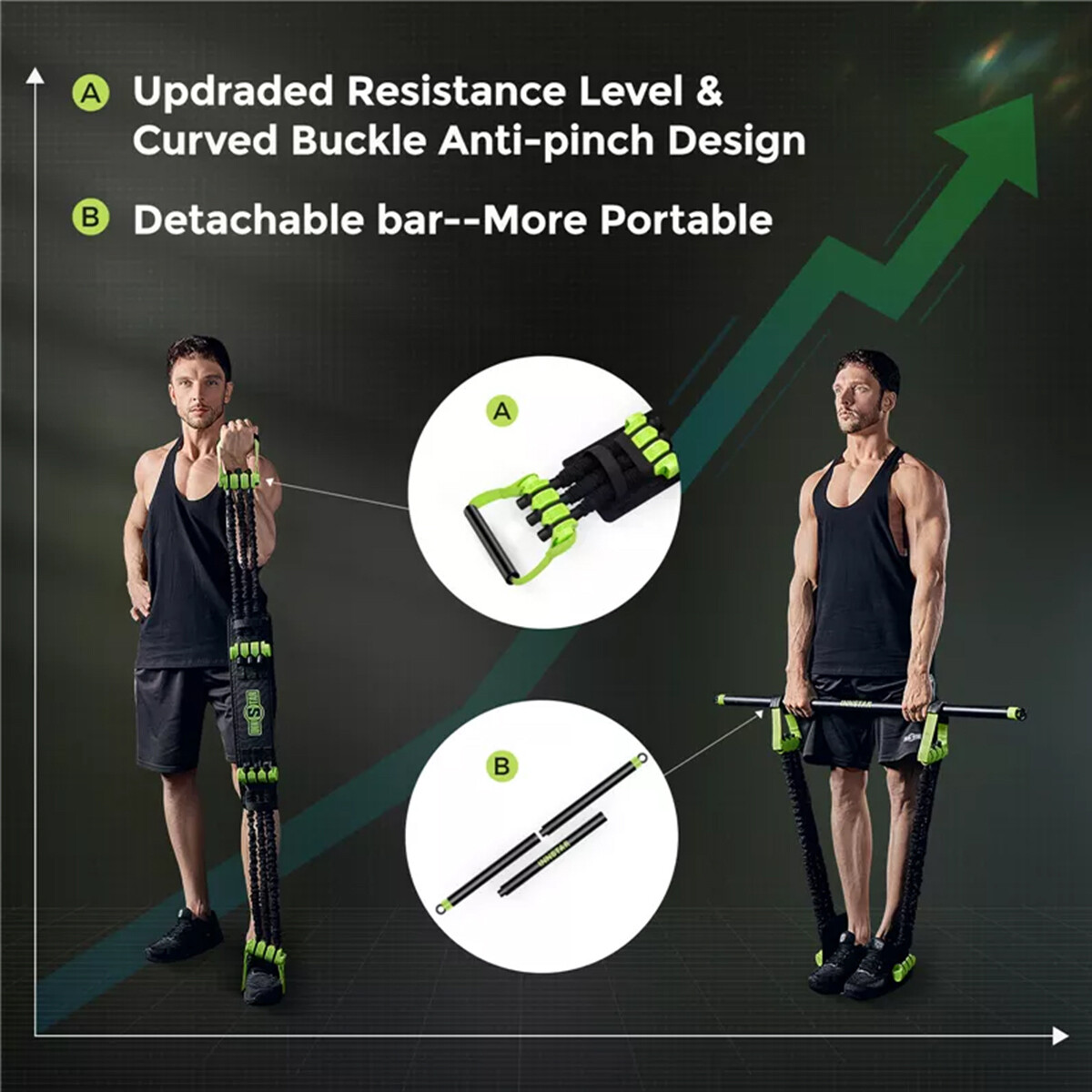 Innstar 270LBS Adjustable Bench Press Resistance bands set of Multi