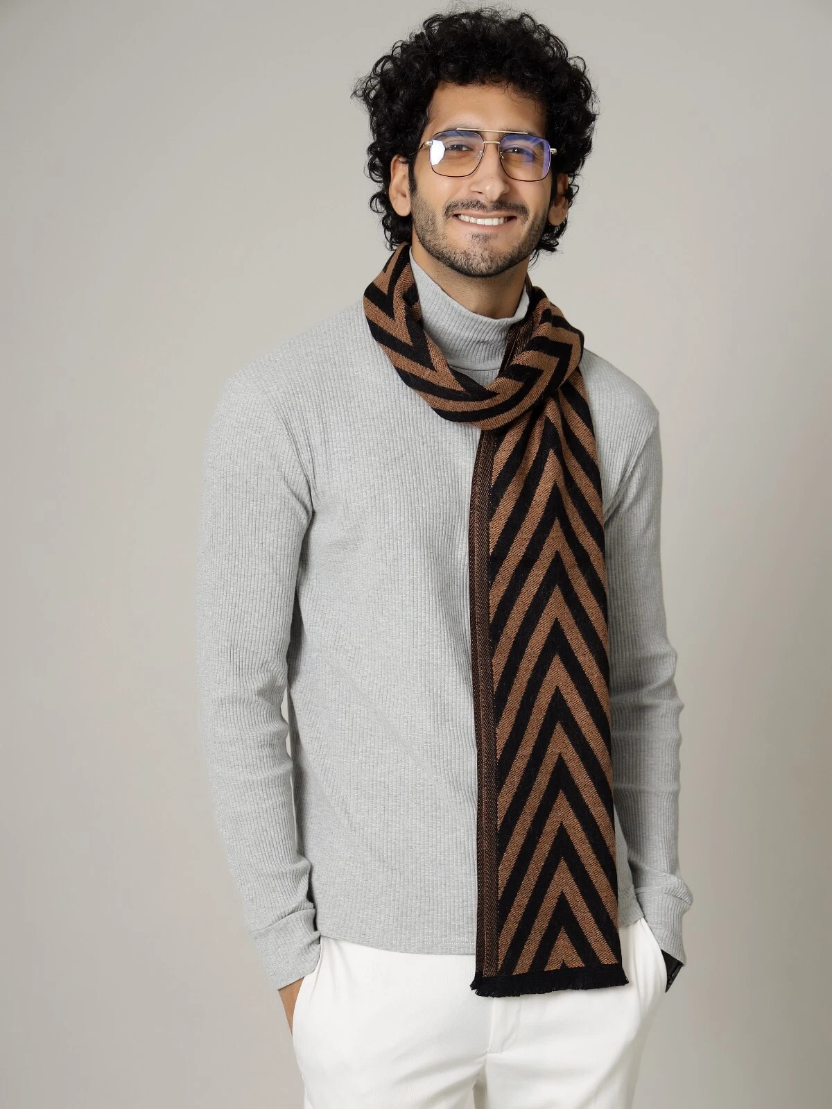 Men Women Cashmere Scarf Super Soft Luxurious Winter Scarves India Muffler Brown