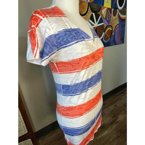 Pima Apparel Womens T Shirt Red White Blue Stripe Tee Med Top - Picture 2 of 6
