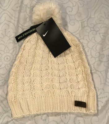 Nike Women's Beanie Knit Pom Pom Beige One Size 193151133717 | eBay