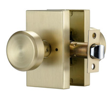 Set of 3 Gold Door Knobs Privacy Lock Satin Brass Bed Bath Interior Handles NEW