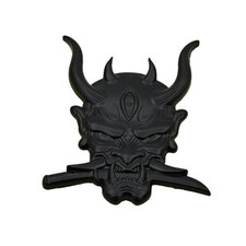 Metal Car Sticker, Japanese Hannya mask Decal, Devil Ghostly Warrior Black