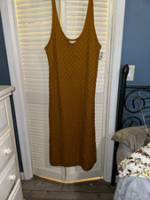 Treasure & Bond Brown Cotton Knit Sweater Dress Scoop Neck Sleeveless Midi XL