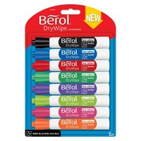 Berol Dry Wipe Whiteboard Marker Pens Bullet Tip Assorted Colours 8 Count
