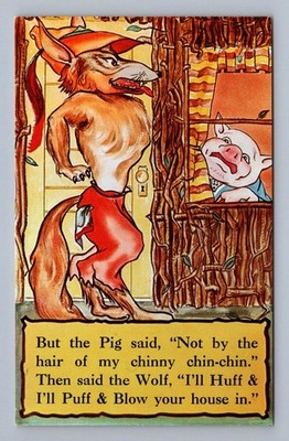 Story of Three Little Pigs wolf and pig illustration Dexter 1959
