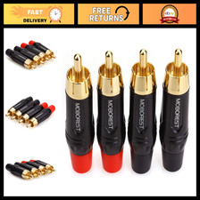 Gold Plated RCA Male Plug Adapter - 24K Audio Phono Connector, 4-Pack