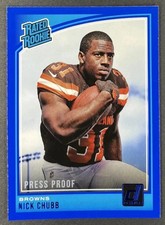2018 Panini Donruss Rated Rookie - Nick Chubb #308 Press Proof Blue (RC)