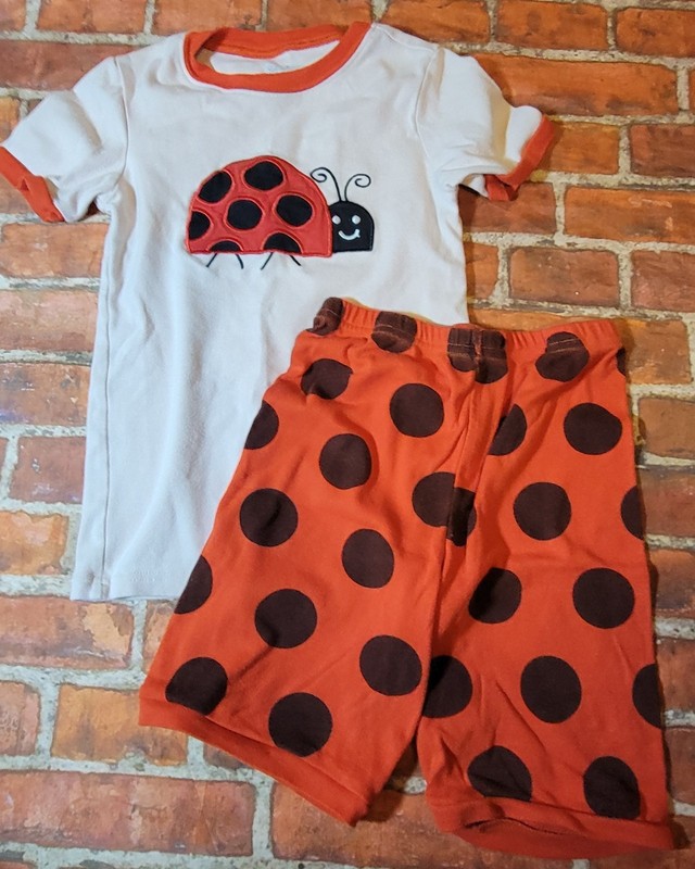 Girls Summer Ladybug Pjs Pajama Set Sz 8 Guc Washwear