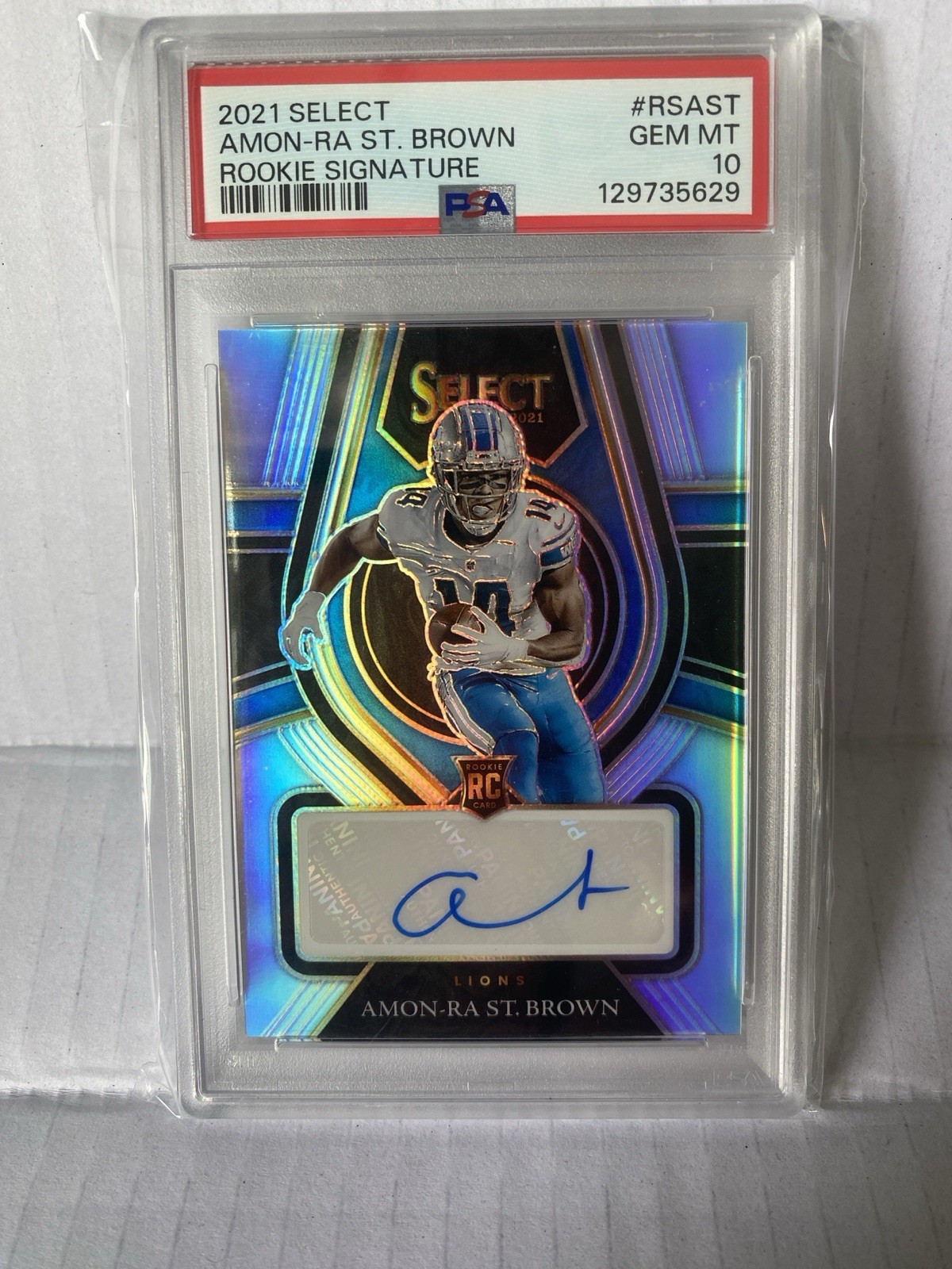 2021 Panini Select Prizm Rookie Auto Amon-Ra St. Brown /99 PSA 10 Lions