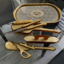 1930's ART DECO 8 PIECE CELLULOID BOUDOIR / DRESSER SET INCLDING DOILY TRAY