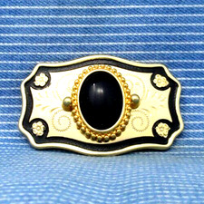 Western Dress Belt Buckle Cowboy Cowgirl Black Stone Vtg 80s .TYC549