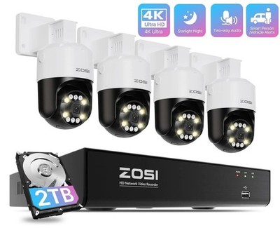 ZOSI H265+8CH 4K NVR PoE Überwachungskamera Set Außen PT Kamera Auto Track 2TB