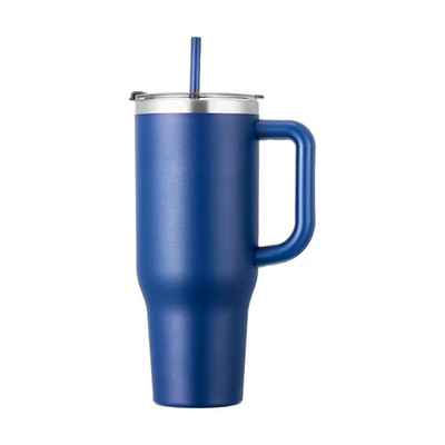 Insulated Water Bottle, 40 Oz., Blue Stainless Steel Travel Mug with Lid, Double