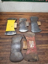 K677- Lot of 5 antique double bit axe heads - KEEN KUTTER ETC