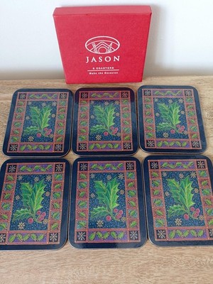 Vintage Yuletide Stechpalme & Beeren Design Jason Neuseeland Untersetzer Set 6 Verpackt