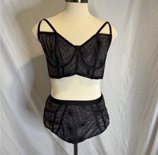 Torrid Black Spiderweb Mesh Lingerie Set 