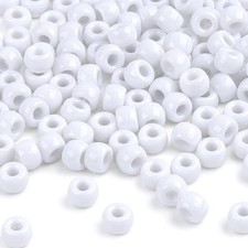 1000 Pcs Pony Beads - White Pony Beads Bulk 6X9 Mm Hair Beads Plastic Acrylic