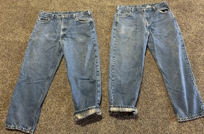Carhartt Men Flannel Lined Jeans Size 40 Blue Denim 40X30 Lot Of 2 - B21 DST