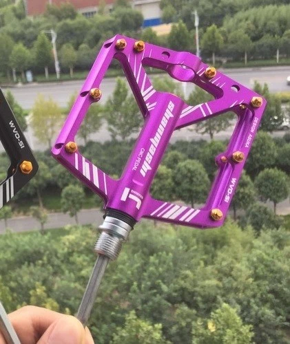 Aluminio Carretera MTB Bicicleta de Montaña XC Bicicleta Pedal 4 Rodamientos Pedales Planos Púrpura Foto 4 de 4