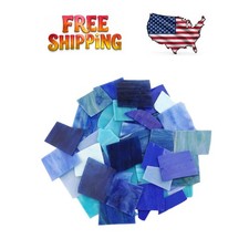 35oz Stained Glass Mosaic Tiles   Irregular Blue Scrap Pieces for Art Projects