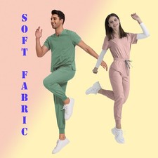 Women s Medical Scrub Set: Stretchy V-Neck Top Comfortable Jogger Pants