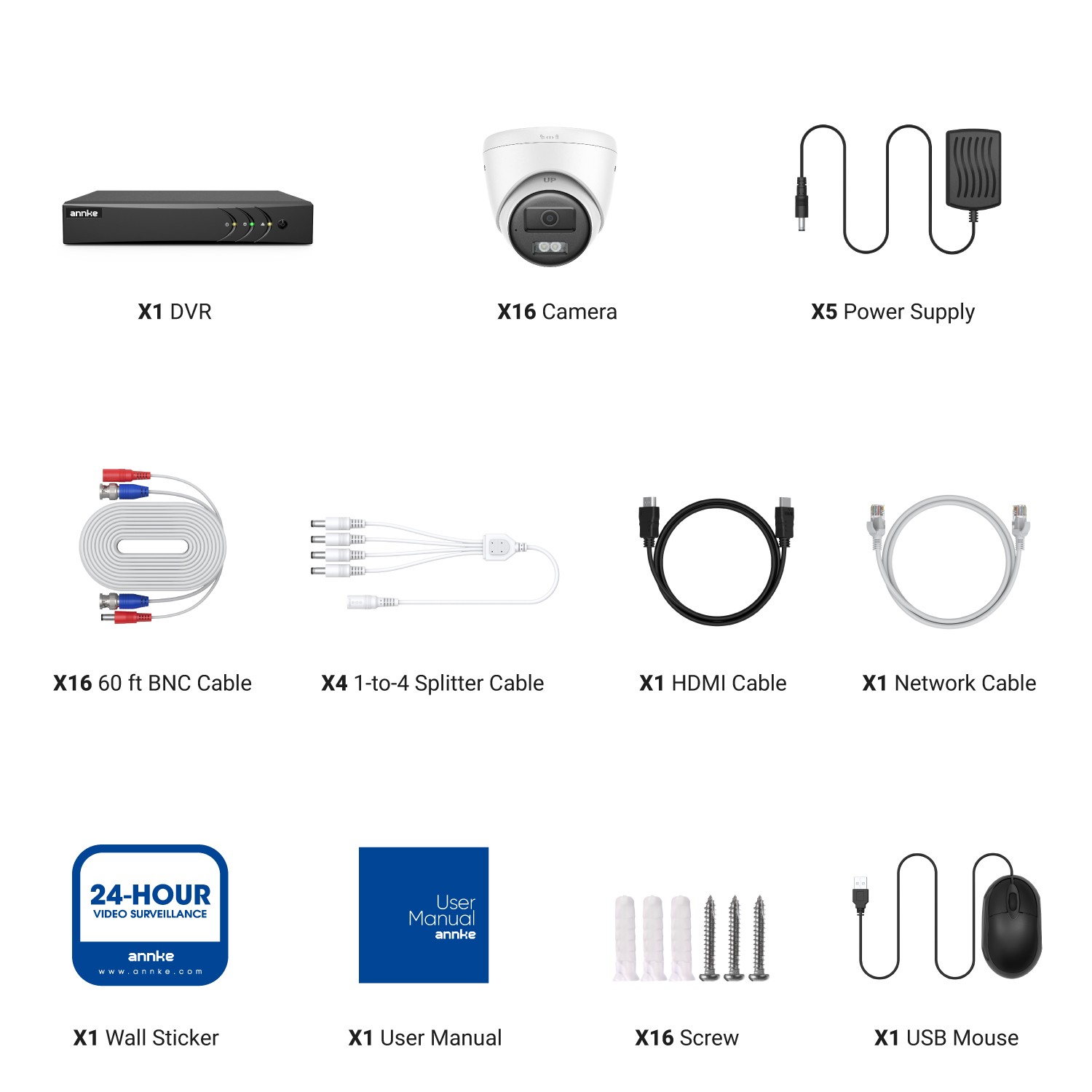 ANNKE 16CH DVR 5MP Two Way Audio Security Camera System Outdoor Color Night AI