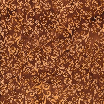 Island Batik - Kings Castle - Swirl - Brown/Sienna, Fabric by the Yard