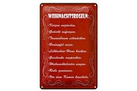 Blechschild Spruch 20X30 Cm Weihnachtsregeln Rotes Deko Schild
