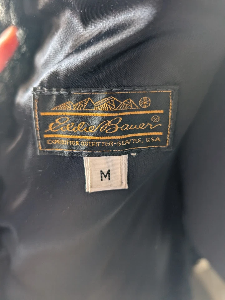 Abrigo Sherpa Eddie Bauer Vintage Genuino Negro Piel de Oveja Mediano Años 80/90 Hecho en EE. UU. Foto 3 de 3