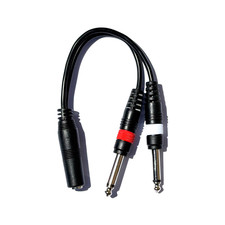 9in 1/4" 1/4 Inch Stereo TRS Female to 2 X 1/4 Inch Male Mono Y Splitter Cable