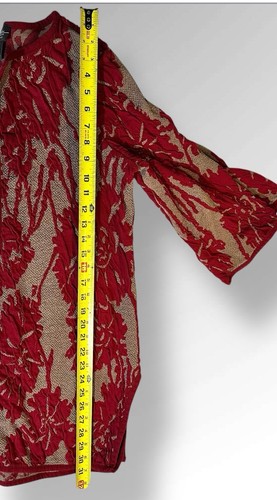 Chico's Travelers Exploded Jacket Open Cardigan Red Textured Floral ...