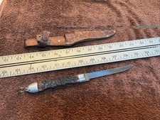 G.C.CO. SOLINGEN GERMANY FIXED BLADE KNIFE WITH RED BONE JIGED HANDLED