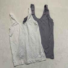 Yummie by Heather Thomson Tank Top Womens Large White Mauve Stretch Lot Of 2