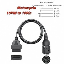 10-Pin to 16-Pin Diagnostic Cable for Motorcycles, OBD-II Connector Extension