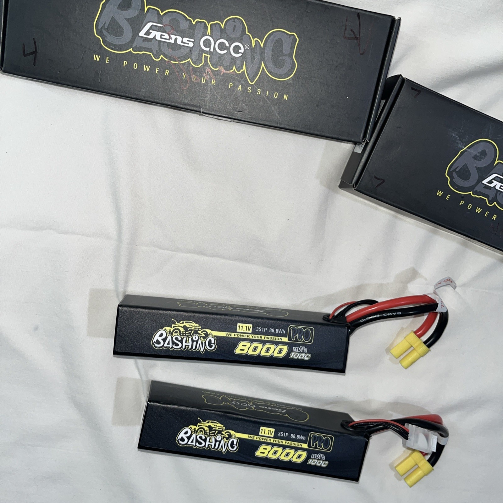 (2) Used Gens Ace Bashing LIPO Battery GEA8K3s100E5 GA-BS-8000 mAH 11.1V 88.8Wh