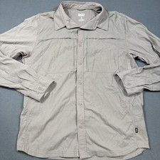 REI Co-op Shirt Mens Medium GRAY Nylon Long Sleeve Vented Hiking Fishing Trail