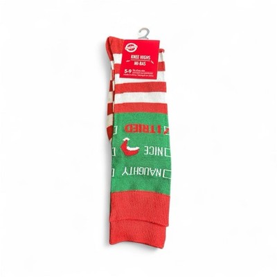 Christmas House Christmas Naughty Nice Knee Highs Socks Fits Shoes 5-9