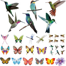 32 Pieces Extra Large Hummingbird Butterfly Window Clings, Anti-Collision Window