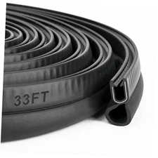 Car Door Rubber Seal Strip Trim Seal Vertical Bulb Fits 1/16" Edge, 33 Feet
