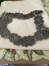 Gunmetal Floral Heart Chain Belt Adjustable Boho Vintage Style 40