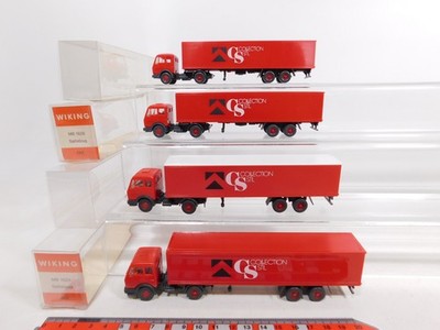 4x wiking H0 1:87 542 Semi-Remorque Mercedes MB Collection Style Sg + 2x Box #