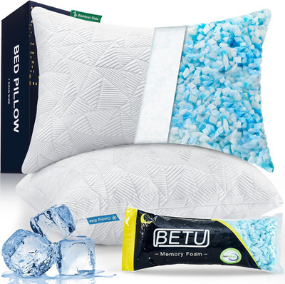 Cooling Pillows Standard Size Set of 2, Shredded Memory Foam Standard Pillows Se