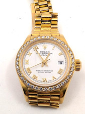 Rolex Lady Datejust 26mm OYSTER PERPETUAL 18K Gold Diamond Bezel White Dial 7