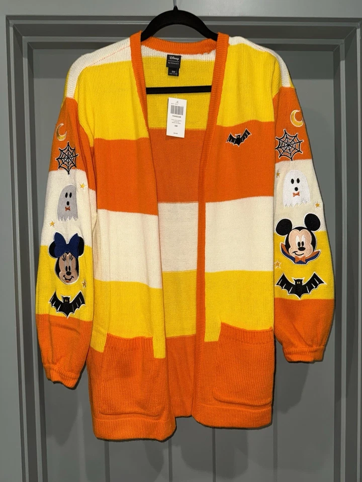 Cárdigan Disney Halloween Hot Topic Mickey Candy Corn Her Universe Pequeño Nuevo Difícil de Encontrar Foto 2 de 4