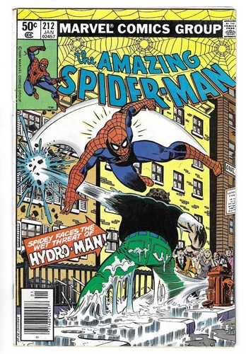 Amazing Spider-Man #212 FN Newsstand 1st & Origin of Hydro-Man Marvel 1981