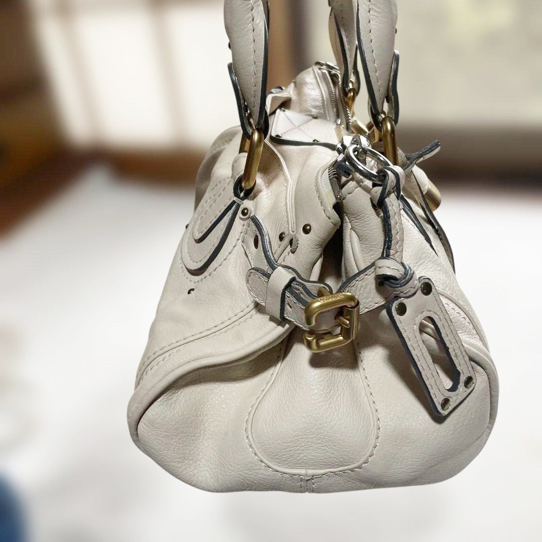 Chloe Paddington Ivory Leather Vintage Handbag Shoulder w/Padlock
