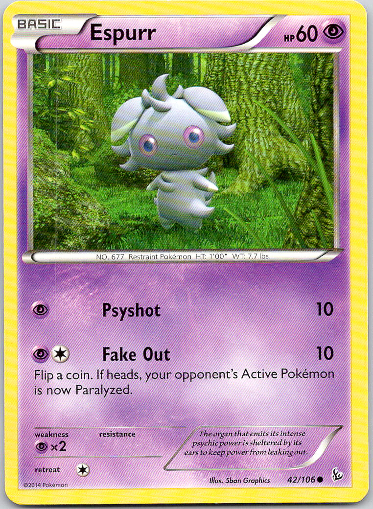 Pokemon Espurr 42/106 Flashfire Common Normal LP TCG